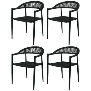 Cadeira Empilhavel Laguna Trancoso Fratini Aluminio Assento Trama Corda Nautica Preto